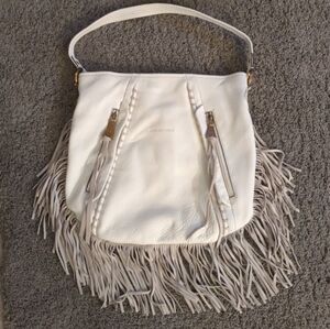 Aimee Kestenberg White Hobo Shoulder Bag with Fringe